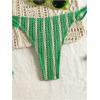 imageMakeMeChic Womens Triangle Thong Bikini Sets High Cut Swimsuit Bathing Suit SwimwearKnit Green