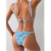 imageMakeMeChic Womens Triangle Thong Bikini Sets High Cut Swimsuit Bathing Suit SwimwearMulti Blue