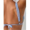 imageMakeMeChic Womens Triangle Thong Bikini Sets High Cut Swimsuit Bathing Suit SwimwearMulti Blue