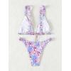 imageMakeMeChic Womens Triangle Thong Bikini Sets High Cut Swimsuit Bathing Suit SwimwearMulticolored B