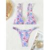 imageMakeMeChic Womens Triangle Thong Bikini Sets High Cut Swimsuit Bathing Suit SwimwearMulticolored B