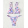 imageMakeMeChic Womens Triangle Thong Bikini Sets High Cut Swimsuit Bathing Suit SwimwearMulticolored B