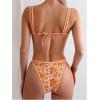 imageMakeMeChic Womens Triangle Thong Bikini Sets High Cut Swimsuit Bathing Suit SwimwearOrange