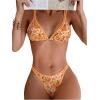 imageMakeMeChic Womens Triangle Thong Bikini Sets High Cut Swimsuit Bathing Suit SwimwearOrange