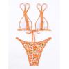 imageMakeMeChic Womens Triangle Thong Bikini Sets High Cut Swimsuit Bathing Suit SwimwearOrange