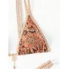 imageMakeMeChic Womens Triangle Thong Bikini Sets High Cut Swimsuit Bathing Suit SwimwearPaisley Print Brown