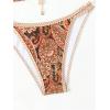 imageMakeMeChic Womens Triangle Thong Bikini Sets High Cut Swimsuit Bathing Suit SwimwearPaisley Print Brown