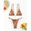 imageMakeMeChic Womens Triangle Thong Bikini Sets High Cut Swimsuit Bathing Suit SwimwearPaisley Print Brown