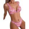 imageMakeMeChic Womens Triangle Thong Bikini Sets High Cut Swimsuit Bathing Suit SwimwearPink