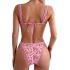 imageMakeMeChic Womens Triangle Thong Bikini Sets High Cut Swimsuit Bathing Suit SwimwearPink