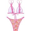 imageMakeMeChic Womens Triangle Thong Bikini Sets High Cut Swimsuit Bathing Suit SwimwearPink