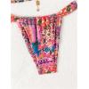 imageMakeMeChic Womens Triangle Thong Bikini Sets High Cut Swimsuit Bathing Suit SwimwearPink Multi