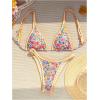 imageMakeMeChic Womens Triangle Thong Bikini Sets High Cut Swimsuit Bathing Suit SwimwearRandom Floral