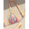 imageMakeMeChic Womens Triangle Thong Bikini Sets High Cut Swimsuit Bathing Suit SwimwearRandom Floral