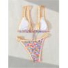 imageMakeMeChic Womens Triangle Thong Bikini Sets High Cut Swimsuit Bathing Suit SwimwearRandom Floral
