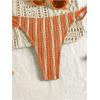 imageMakeMeChic Womens Triangle Thong Bikini Sets High Cut Swimsuit Bathing Suit SwimwearStriped Orange