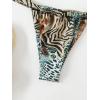 imageMakeMeChic Womens Triangle Thong Bikini Sets High Cut Swimsuit Bathing Suit SwimwearZebra Print