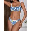 imageMakeMeChic Womens Two Piece Bikini Set Floral Print Knot Front Boho Bathing Suit SwimsuitsBlue