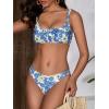 imageMakeMeChic Womens Two Piece Bikini Set Floral Print Knot Front Boho Bathing Suit SwimsuitsBlue