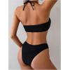 imageMakeMeChic Womens Two Piece Bikini Set Halter Ring Backless Summer Bathing SwimsuitsBlack