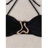 imageMakeMeChic Womens Two Piece Bikini Set Halter Ring Backless Summer Bathing SwimsuitsBlack