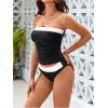 imageMakeMeChic Womens Two Piece Tankini Set Colorblock Ruched Bandeau Bathing Suit Swimsuits BeachwearBlack and White