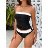 imageMakeMeChic Womens Two Piece Tankini Set Colorblock Ruched Bandeau Bathing Suit Swimsuits BeachwearBlack and White