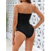 imageMakeMeChic Womens Two Piece Tankini Set Colorblock Ruched Bandeau Bathing Suit Swimsuits BeachwearBlack and White