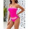imageMakeMeChic Womens Two Piece Tankini Set Colorblock Ruched Bandeau Bathing Suit Swimsuits BeachwearMulticolor