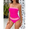imageMakeMeChic Womens Two Piece Tankini Set Colorblock Ruched Bandeau Bathing Suit Swimsuits BeachwearMulticolor