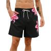 imageMakeMeChic Mens Swim Trunks Floral Swim Shorts Beach Board Shorts SwimwearBlack