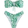 imageMakeMeChic Womens 2 Piece Bandeau Swimsuit Boho Ring Strapless High Cut Bikini Sets Bathing SuitGreen