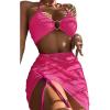 imageMakeMeChic Womens 3 Piece Bathing Suits Halter Ring Bikini Set with Cover Up SkirtsPink