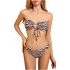 imageMakeMeChic Womens Bandeau Strapless Bikini Sets Floral Knot Cut Out Boho Bathing Suit SwimsuitsApricot