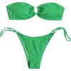 imageMakeMeChic Womens Bandeau Strapless Bikini Sets Floral Knot Cut Out Boho Bathing Suit SwimsuitsGreen