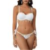 imageMakeMeChic Womens Bikini Set Textured Scallop Trim Shell Tie Back Bathing SuitsWhite