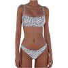 imageMakeMeChic Womens Bikini Sets Leopard Print Spaghetti Strap Backless Beach SwimsuitBlack and White