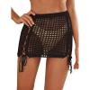 imageMakeMeChic Womens Crochet Cover Up Skirt Tassel Knit Mini Beach Cover UpBlack