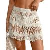 imageMakeMeChic Womens Crochet Drawstring Knitted High Waisted Swimsuit Mini Cover Up Beach SkirtApricot