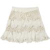 imageMakeMeChic Womens Crochet Drawstring Knitted High Waisted Swimsuit Mini Cover Up Beach SkirtBeige