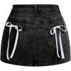 imageMakeMeChic Womens Denim Skirt High Waist Bow Pocket Bodycon Y2K Mini Jean SkirtsBlack