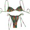 imageMakeMeChic Womens Floral Bikini Set Triangle Smocked Tie Side Boho Swimsuit BeachwearGreen