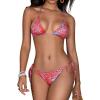 imageMakeMeChic Womens Floral Halter Tie Side High Cut Triangle Bikini Set Swimsuit Bathing SuitBurnt Orange