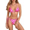 imageMakeMeChic Womens Floral Halter Tie Side High Cut Triangle Bikini Set Swimsuit Bathing SuitHot Pink