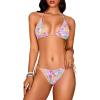 imageMakeMeChic Womens Floral Halter Tie Side High Cut Triangle Bikini Set Swimsuit Bathing SuitMulticolor