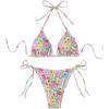 imageMakeMeChic Womens Floral Halter Tie Side High Cut Triangle Bikini Set Swimsuit Bathing SuitMulticolored