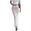 imageMakeMeChic Womens Floral Lace Sheer Maxi Skirt Bodycon Party Long SkirtsWhite