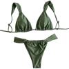 imageMakeMeChic Womens Floral Print 2 Piece Bikini Sets Tie Back Triangle Thong Bathing Suit SwimsuitArmy Green
