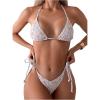 imageMakeMeChic Womens Halter Tie Side Triangle High Cut Bikini Set Bathing Suit SwimsuitFlower Multi
