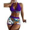 imageMakeMeChic Womens Halter Top Floral Swim Shorts Bikini Set 2 Piece Swimsuit Bathing SuitPurple Floral